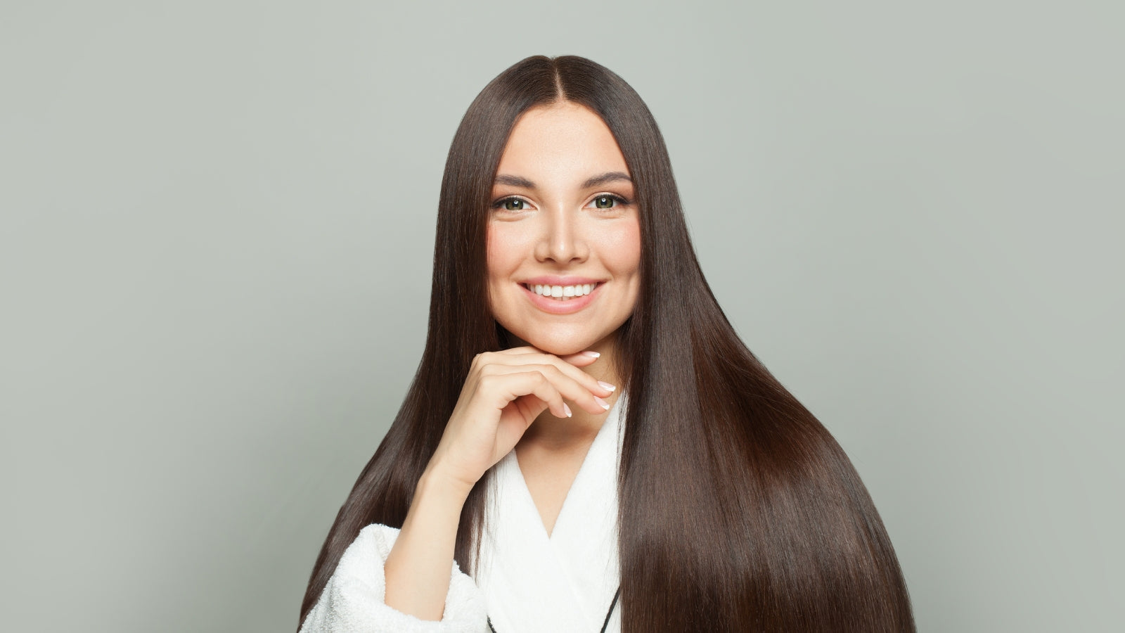 Woman with Long Hair Smiling