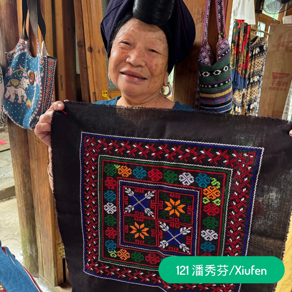Red Yao Hand Embroidered Bandana