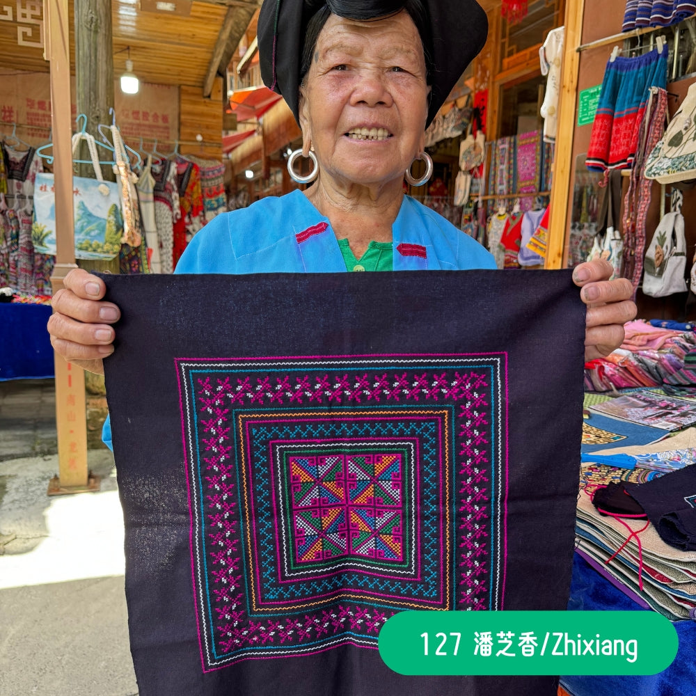 Red Yao Hand Embroidered Bandana