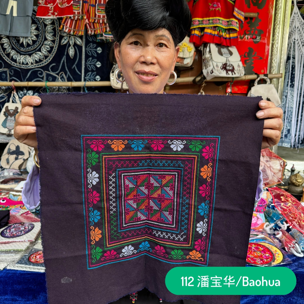 Red Yao Hand Embroidered Bandana