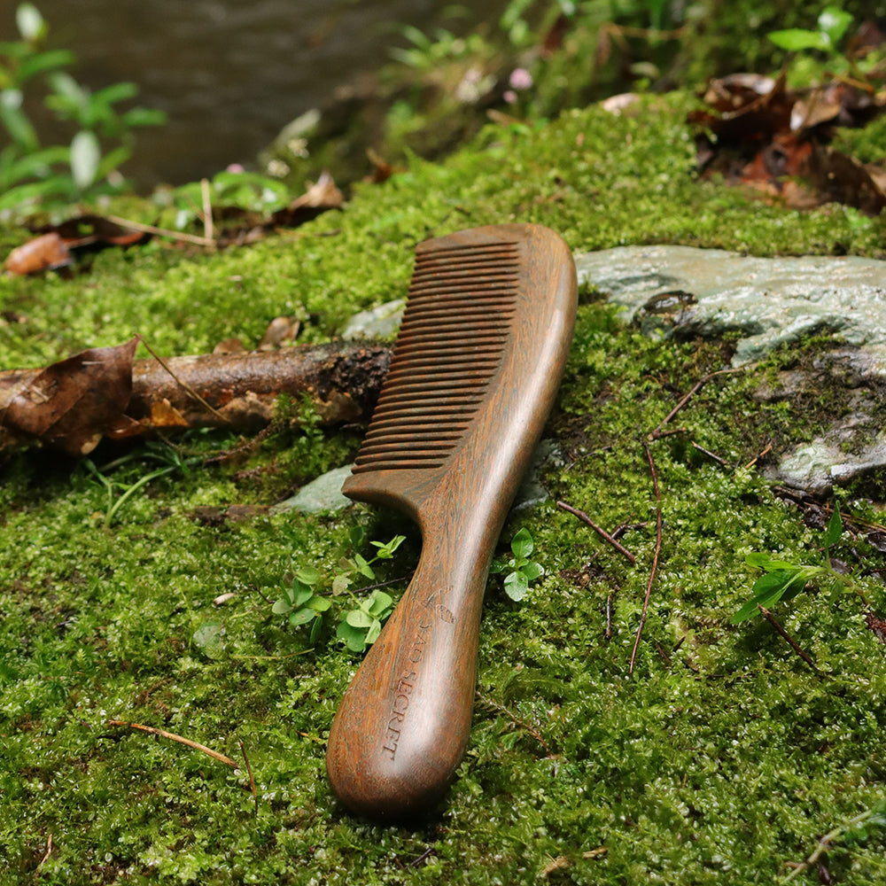Wooden Fine Tooth Detangling Comb