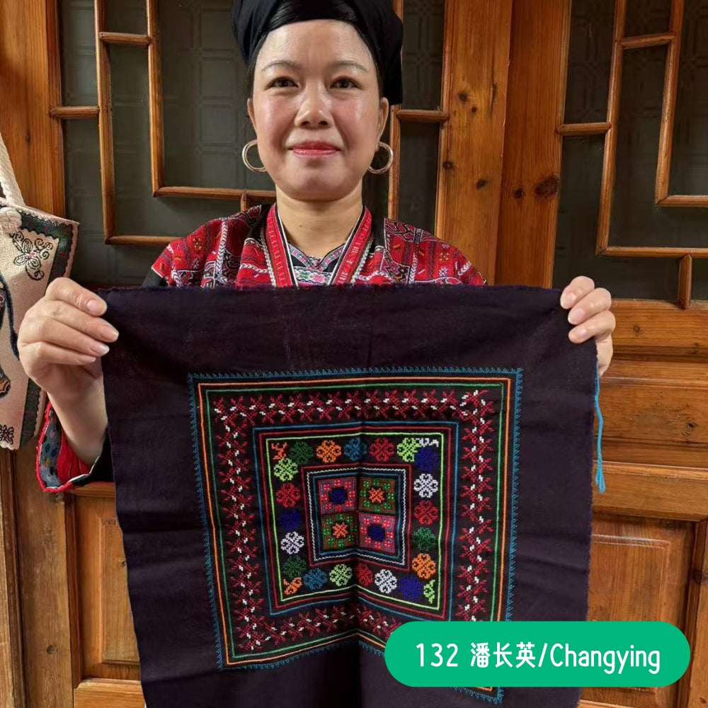 Red Yao Hand Embroidered Bandana