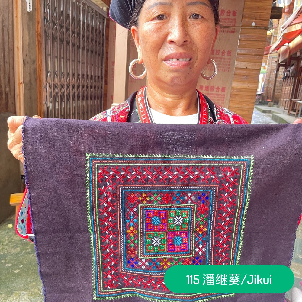 Red Yao Hand Embroidered Bandana