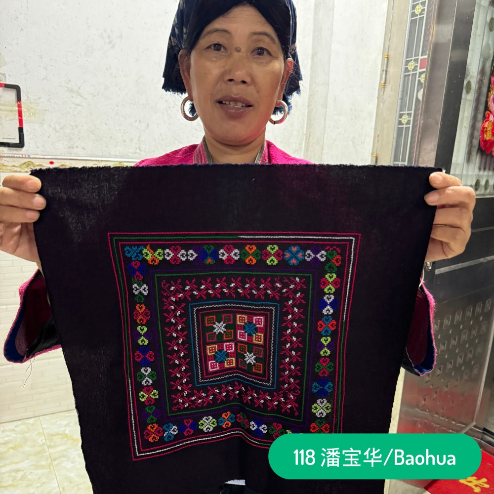 Red Yao Hand Embroidered Bandana